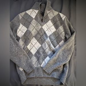 Gray JCrew 3 quarter zip sweater.